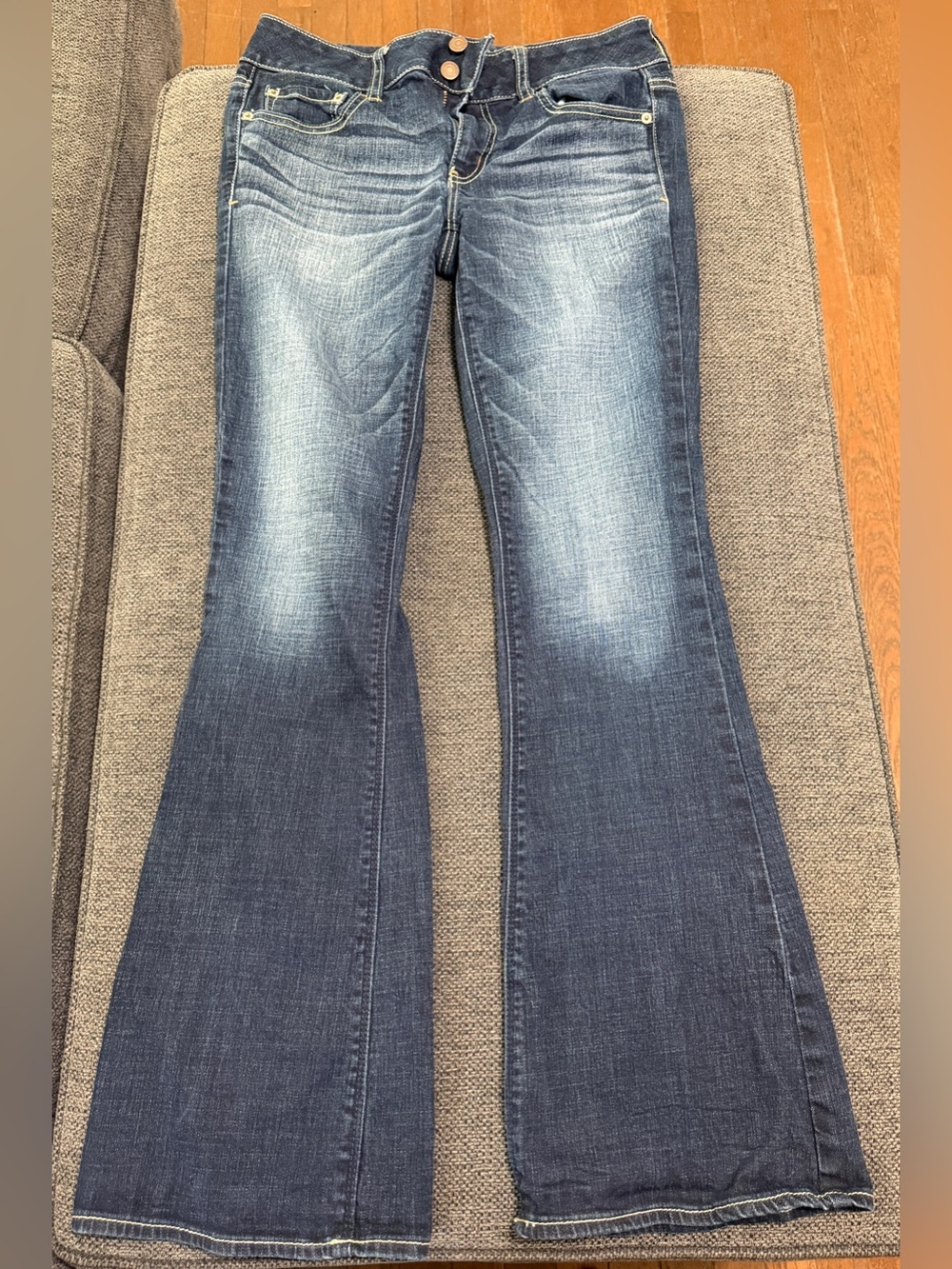 American Eagle Outfitters Dark Blue High-Rise Flare Jeans
